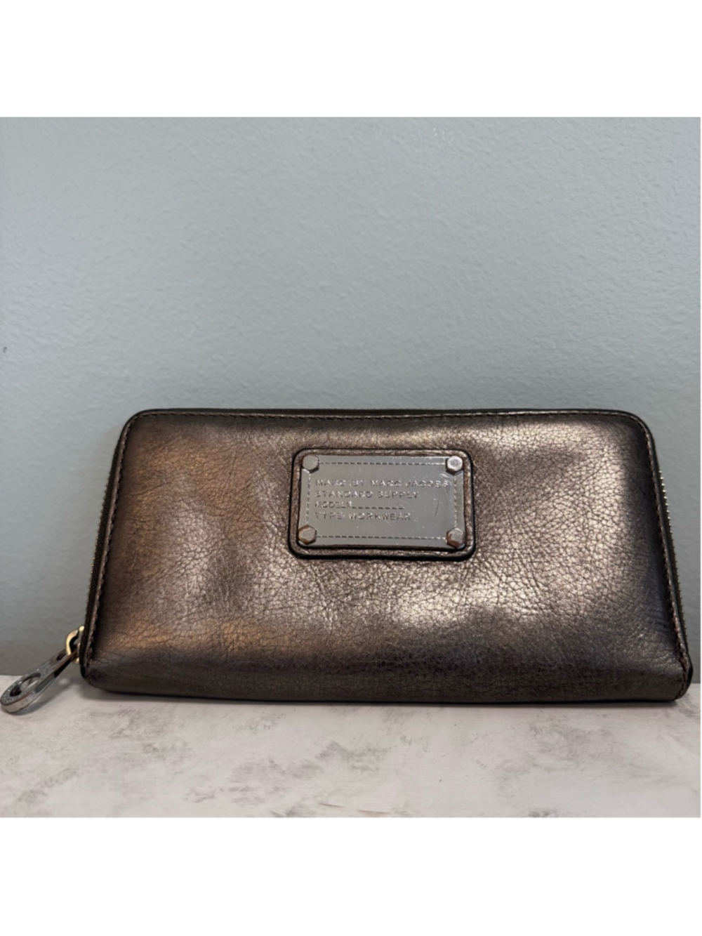 Women's Marc Jacobs Standard Supply Pewter Zip Around Workwear Wallet